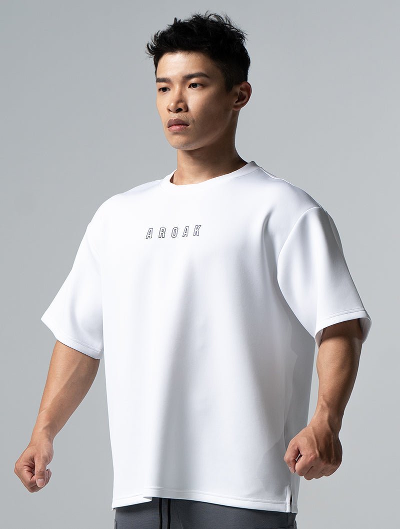 AirFlex™ OVERSIZED 王者爭霸短袖上衣 (白) - AROAK 機能健身服飾 | 專為健人打造