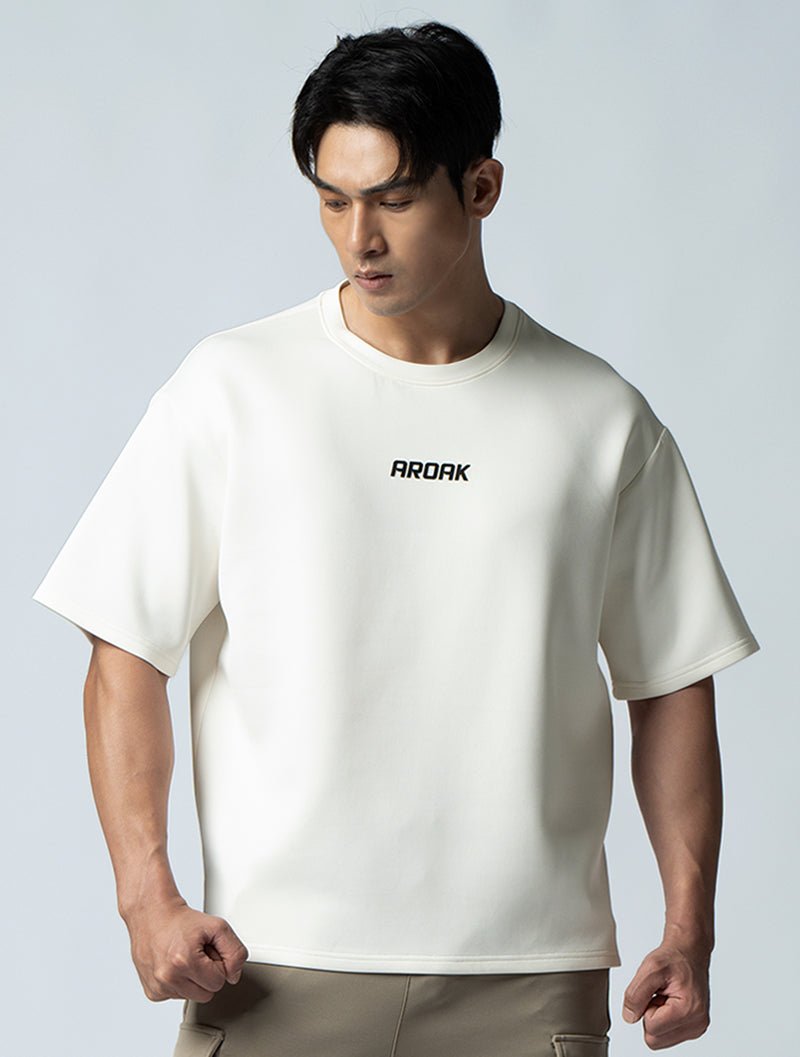 AirFlex™ OVERSIZED短袖上衣 (米白) - AROAK 機能健身服飾 | 專為健人打造