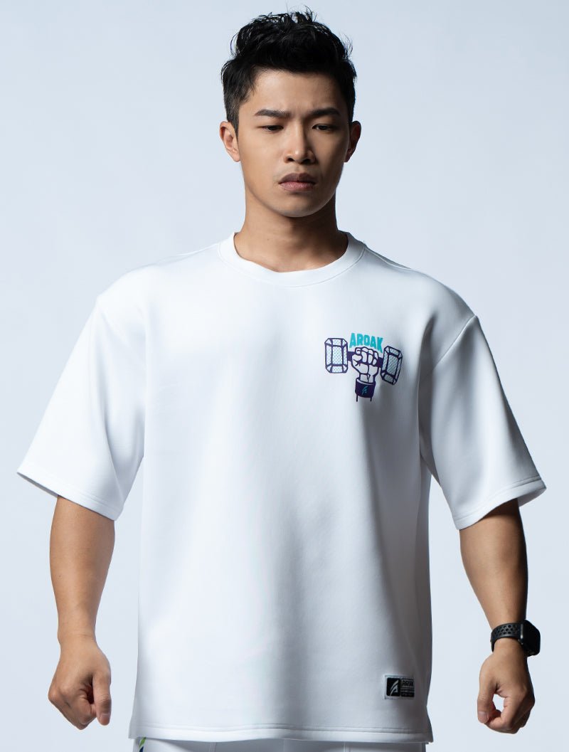 AirFlex™ OVERSIZED堅毅之舉短袖上衣 (白) - AROAK 機能健身服飾 | 專為健人打造