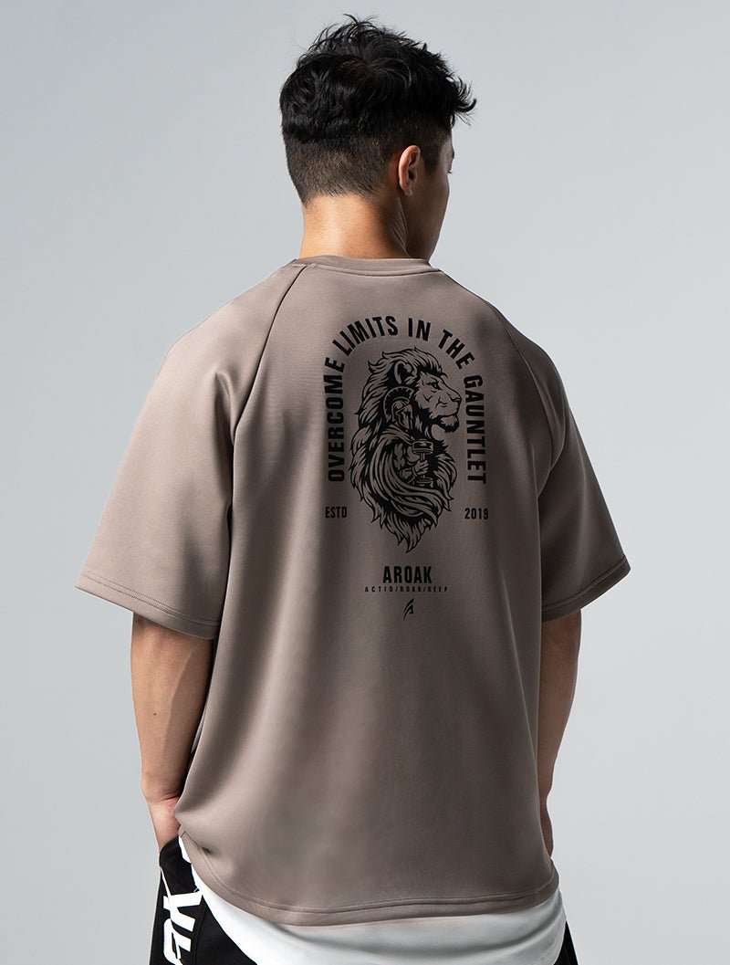 AirFlex™ OVERSIZED 戰神之巔拉克蘭袖上衣 (卡其) - AROAK 機能健身服飾 | 專為健人打造