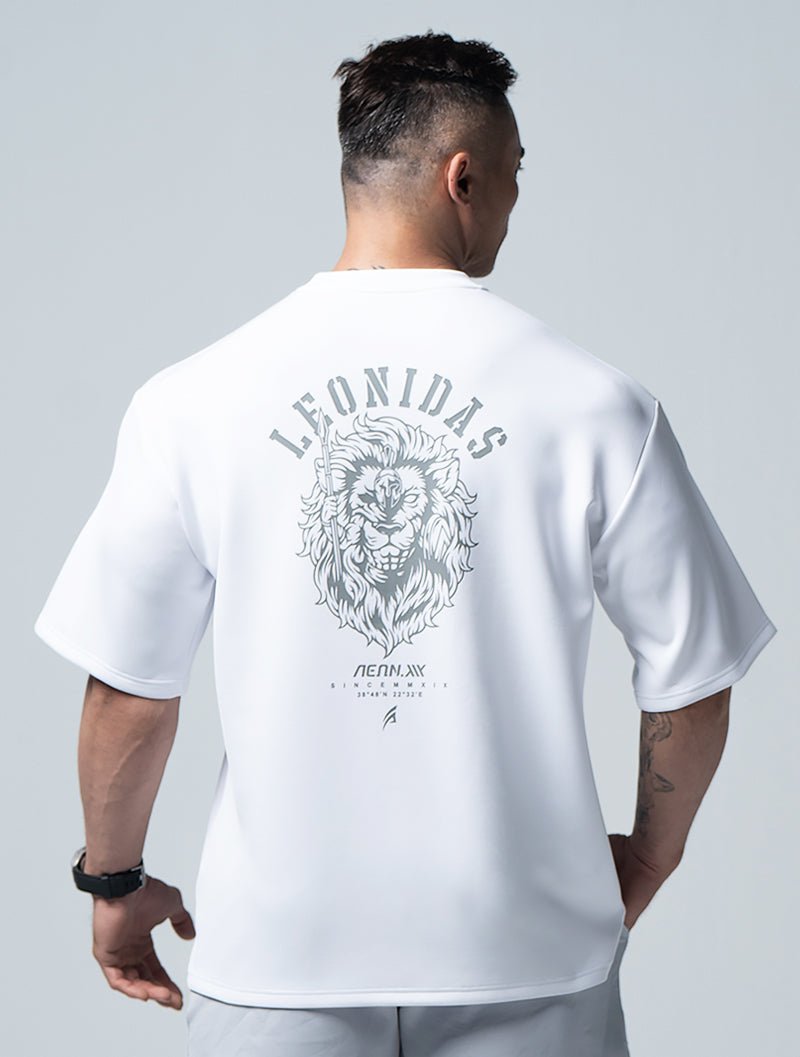 AirFlex™ 列奧尼達 OVERSIZED機能短袖訓練上衣 (白) - AROAK 機能健身服飾 | 專為健人打造