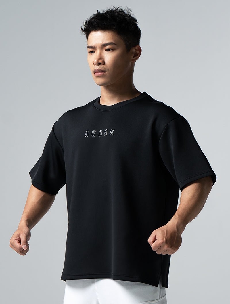 AirFlex™ OVERSIZED 王者爭霸短袖上衣 (黑) - AROAK 機能健身服飾 | 專為健人打造