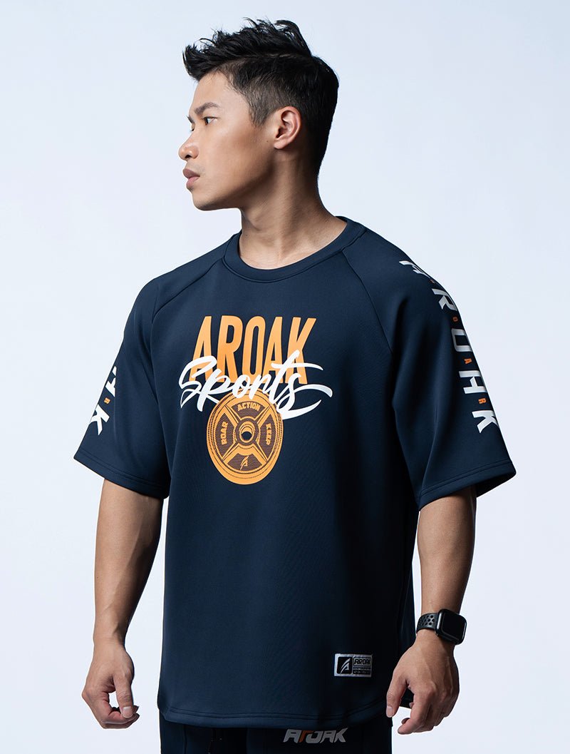 AirFlex™ OVERSIZED無畏之力拉克蘭袖上衣 (丈青) - AROAK 機能健身服飾 | 專為健人打造