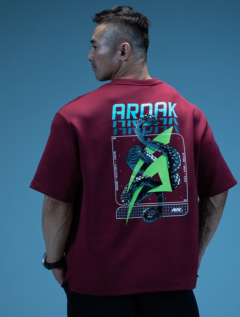 AirFlex™ OVERSIZED乙巳蛇年短袖上衣 (酒紅) - AROAK 機能健身服飾 | 專為健人打造