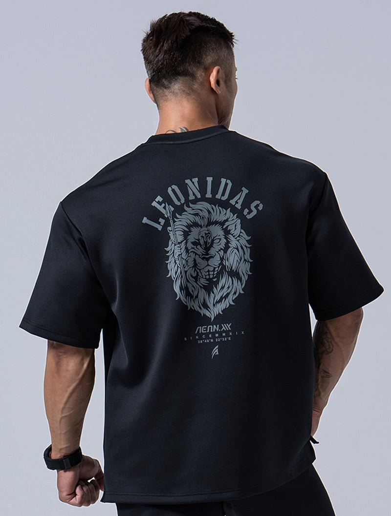 AirFlex™ 列奧尼達 OVERSIZED機能短袖訓練上衣 (黑) - AROAK 機能健身服飾 | 專為健人打造