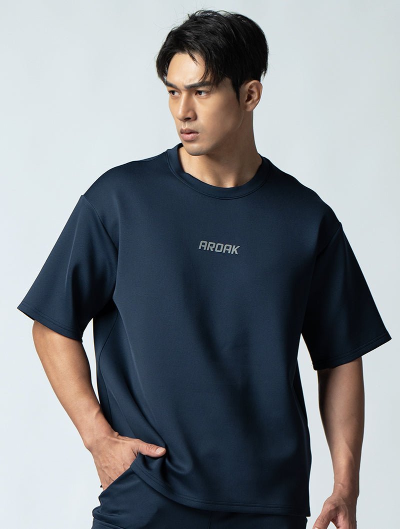 AirFlex™ OVERSIZED短袖上衣 (丈青) - AROAK 機能健身服飾 | 專為健人打造