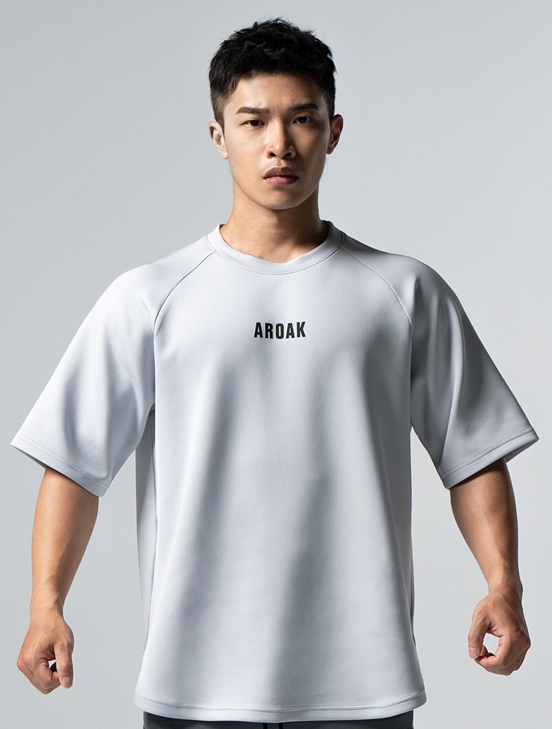 AirFlex™ OVERSIZED 戰神之巔拉克蘭袖上衣 (淺灰) - AROAK 機能健身服飾 | 專為健人打造