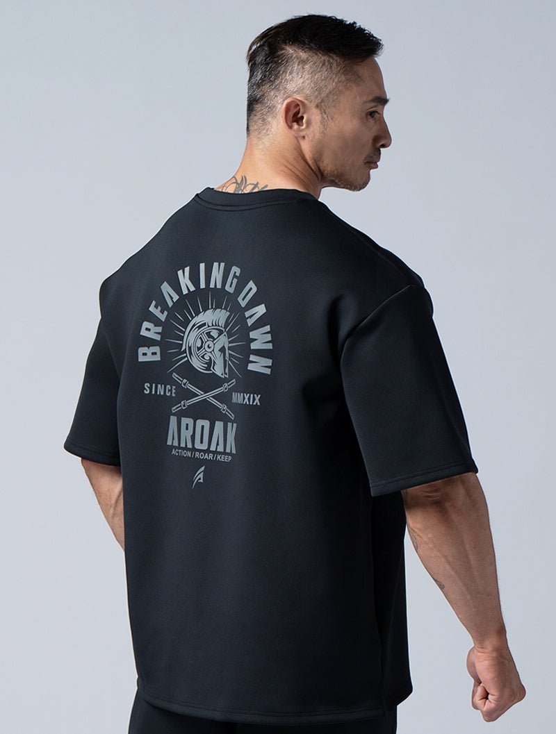 AirFlex™曙光戰士OVERSIZED短袖上衣 (黑) - AROAK 機能健身服飾 | 專為健人打造