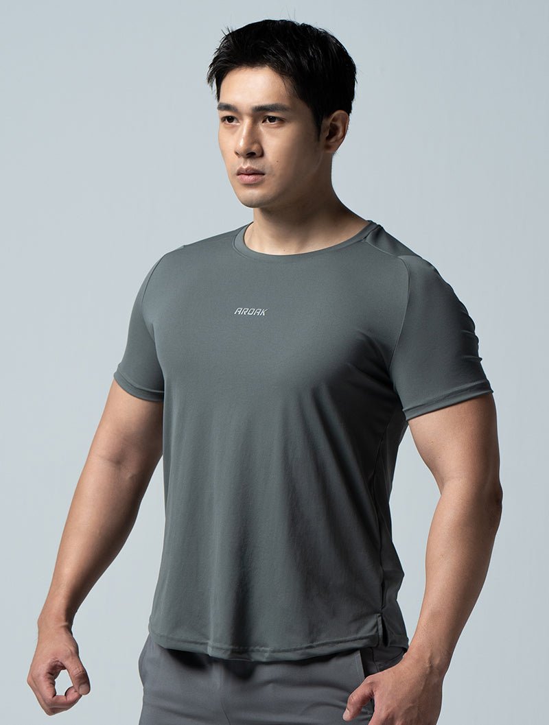 Airy™ 輕量機能疾速短袖上衣 (犀牛灰) - AROAK 機能健身服飾 | 專為健人打造