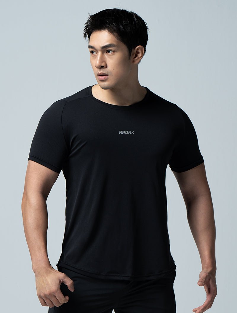 Airy™ 輕量機能疾速短袖上衣 (黑) - AROAK 機能健身服飾 | 專為健人打造