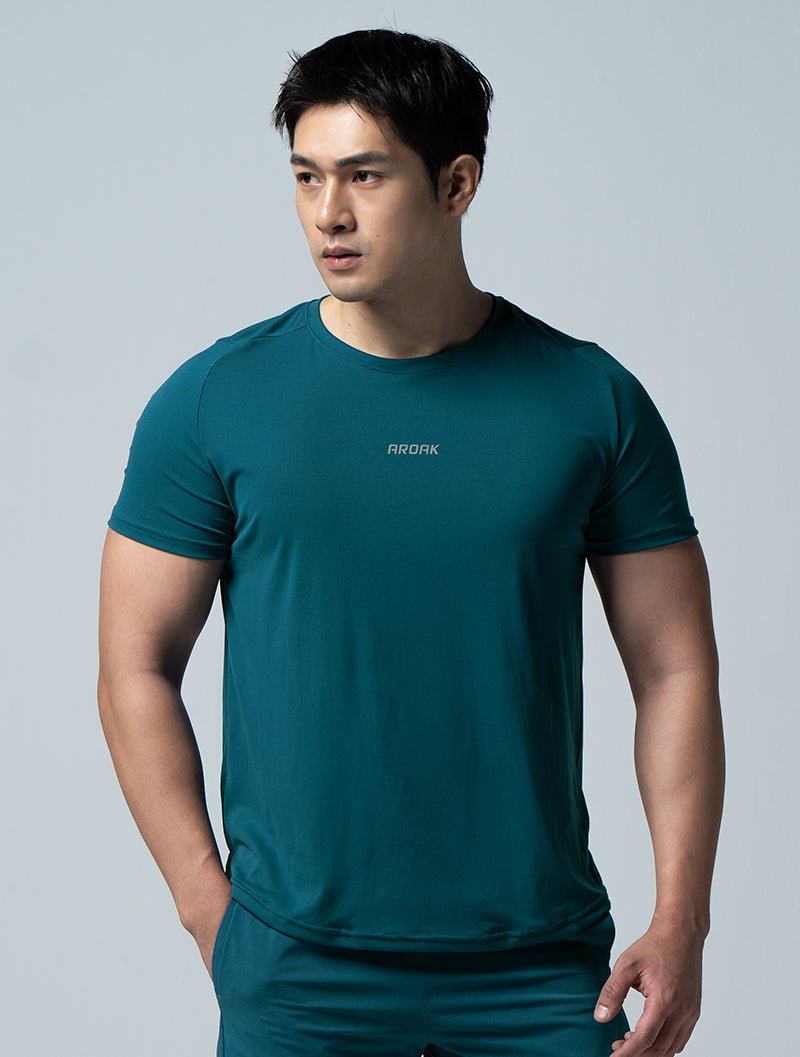 Airy™ 輕量機能疾速短袖上衣 (湖藍) - AROAK 機能健身服飾 | 專為健人打造