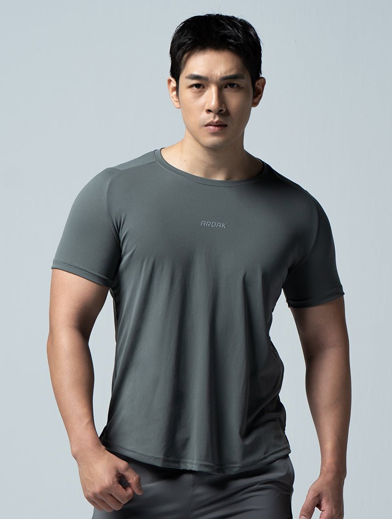 Airy™ 輕量機能疾速短袖上衣 (犀牛灰) - AROAK 機能健身服飾 | 專為健人打造