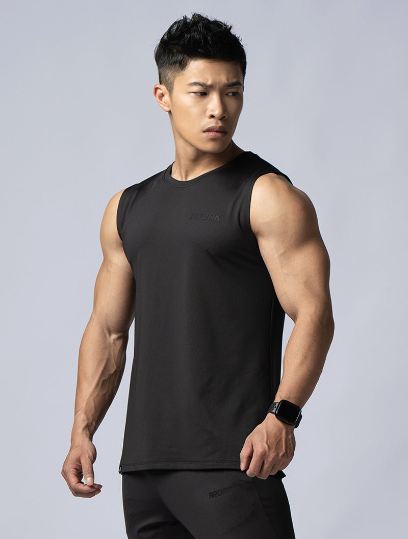 ArcTech™ 機能寬肩訓練背心 (黑) - AROAK 機能健身服飾 | 專為健人打造