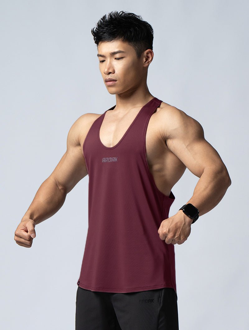 ArcTech™ 機能細肩挖背訓練背心 (酒紅) - AROAK 機能健身服飾 | 專為健人打造