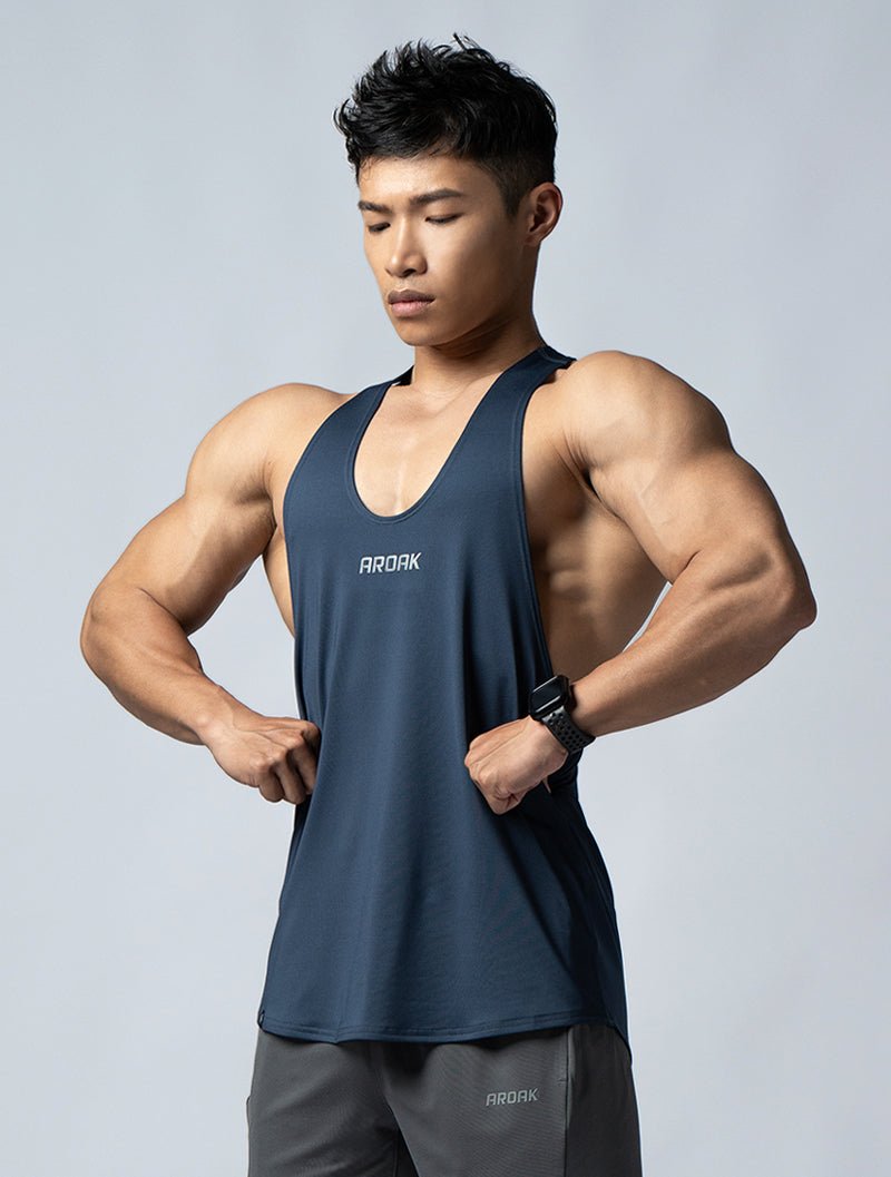 ArcTech™ 機能細肩挖背訓練背心 (深藍) - AROAK 機能健身服飾 | 專為健人打造