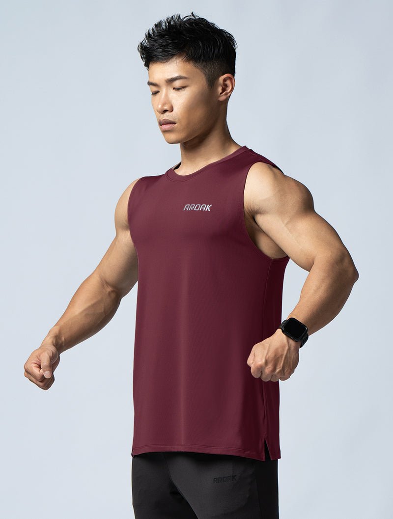 ArcTech™ 機能寬肩訓練背心 (酒紅) - AROAK 機能健身服飾 | 專為健人打造