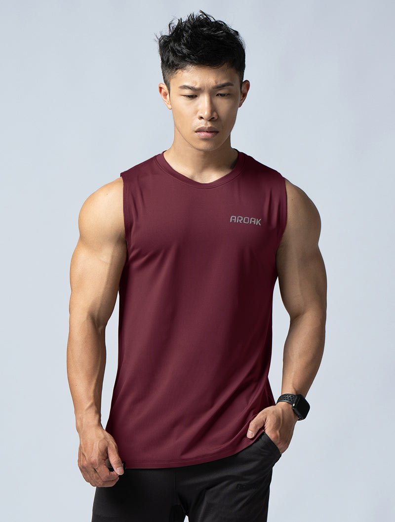 ArcTech™ 機能寬肩訓練背心 (酒紅) - AROAK 機能健身服飾 | 專為健人打造