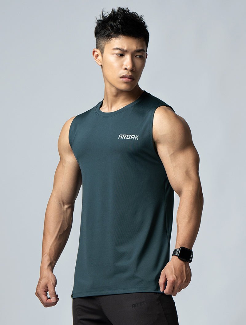 ArcTech™ 機能寬肩訓練背心 (藍綠) - AROAK 機能健身服飾 | 專為健人打造
