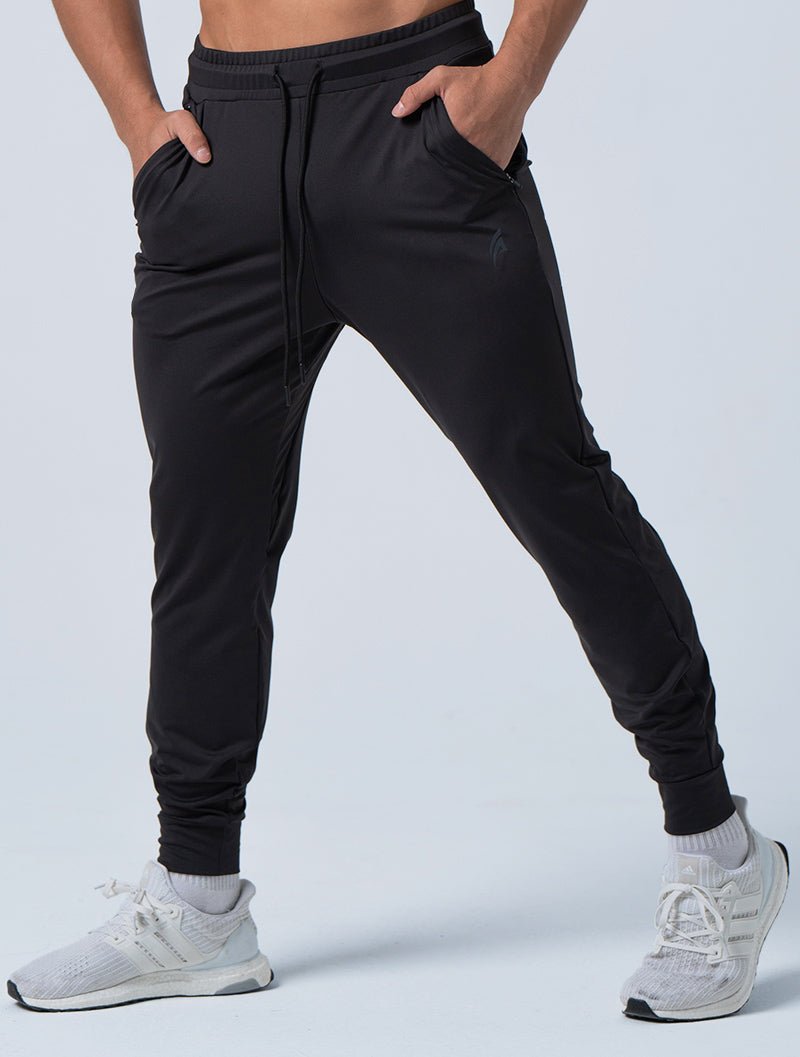 ArcTech™機能拉鍊口袋長褲 (黑) - AROAK 機能健身服飾 | 專為健人打造