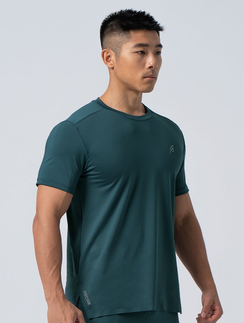 ArcTech™貼合下襬短袖上衣 (霧藍綠) - AROAK 機能健身服飾 | 專為健人打造