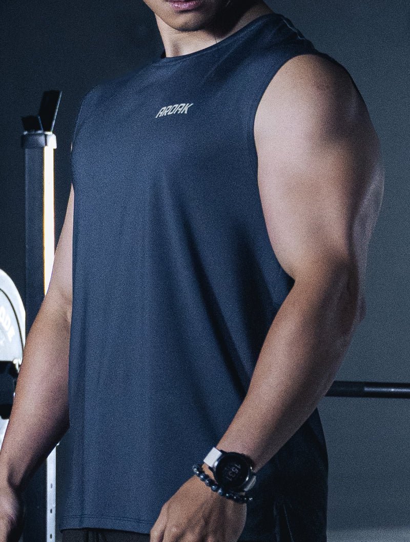 ArcTech™ 機能落肩訓練背心 (深藍) - AROAK 機能健身服飾 | 專為健人打造