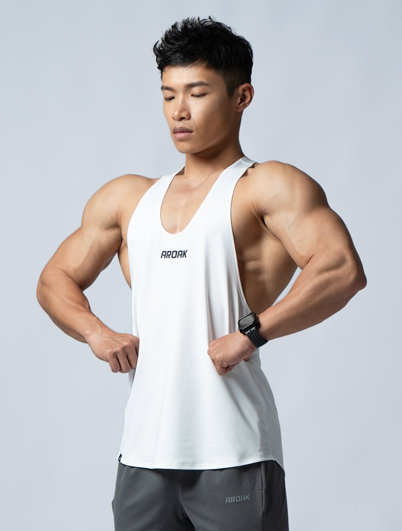 ArcTech™ 機能細肩挖背訓練背心 (白) - AROAK 機能健身服飾 | 專為健人打造