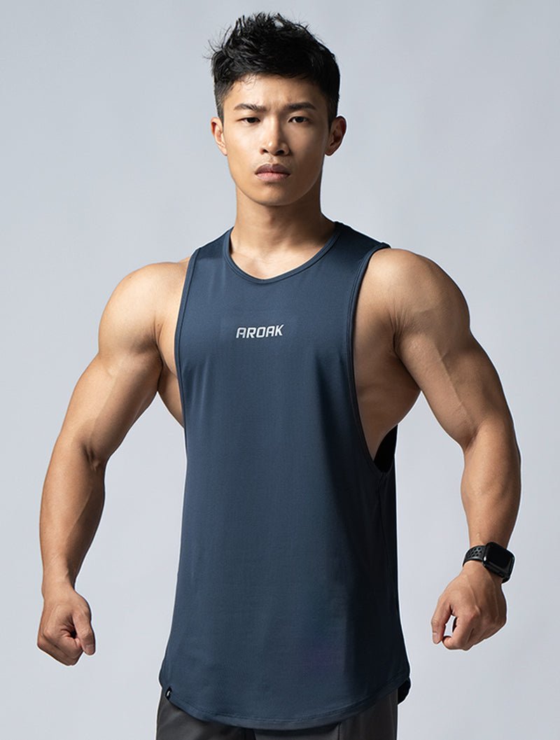 ArcTech™ 機能圓弧健身背心 (深藍) - AROAK 機能健身服飾 | 專為健人打造
