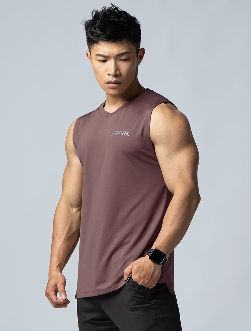 ArcTech™ 機能寬肩訓練背心 (棕粉) - AROAK 機能健身服飾 | 專為健人打造