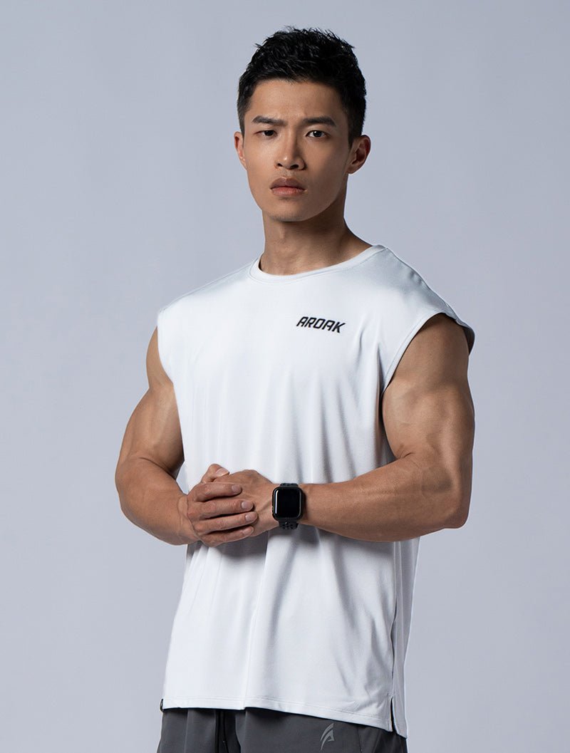 ArcTech™ 機能落肩訓練背心 (白) - AROAK 機能健身服飾 | 專為健人打造