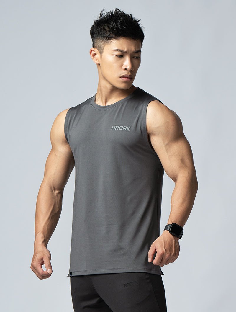 ArcTech™ 機能寬肩訓練背心 (鐵灰) - AROAK 機能健身服飾 | 專為健人打造