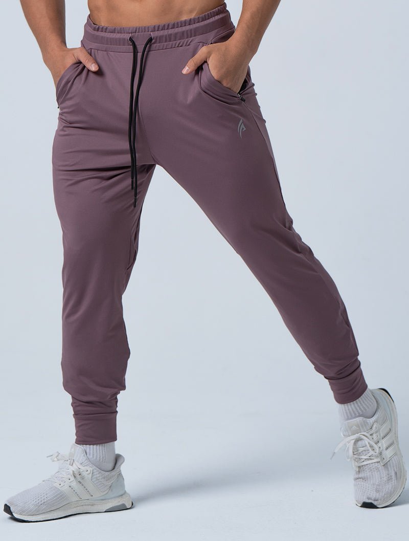 ArcTech™機能拉鍊口袋長褲 (棕粉) - AROAK 機能健身服飾 | 專為健人打造