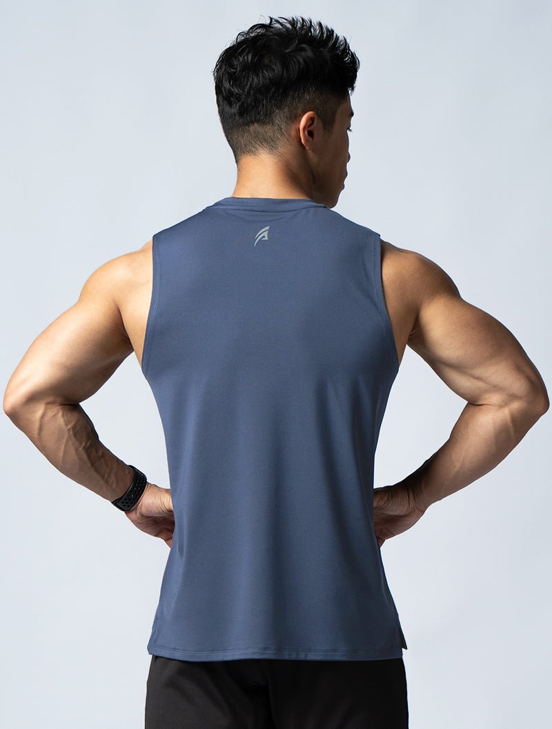 ArcTech™ 機能寬肩訓練背心 (菸灰藍) - AROAK 機能健身服飾 | 專為健人打造