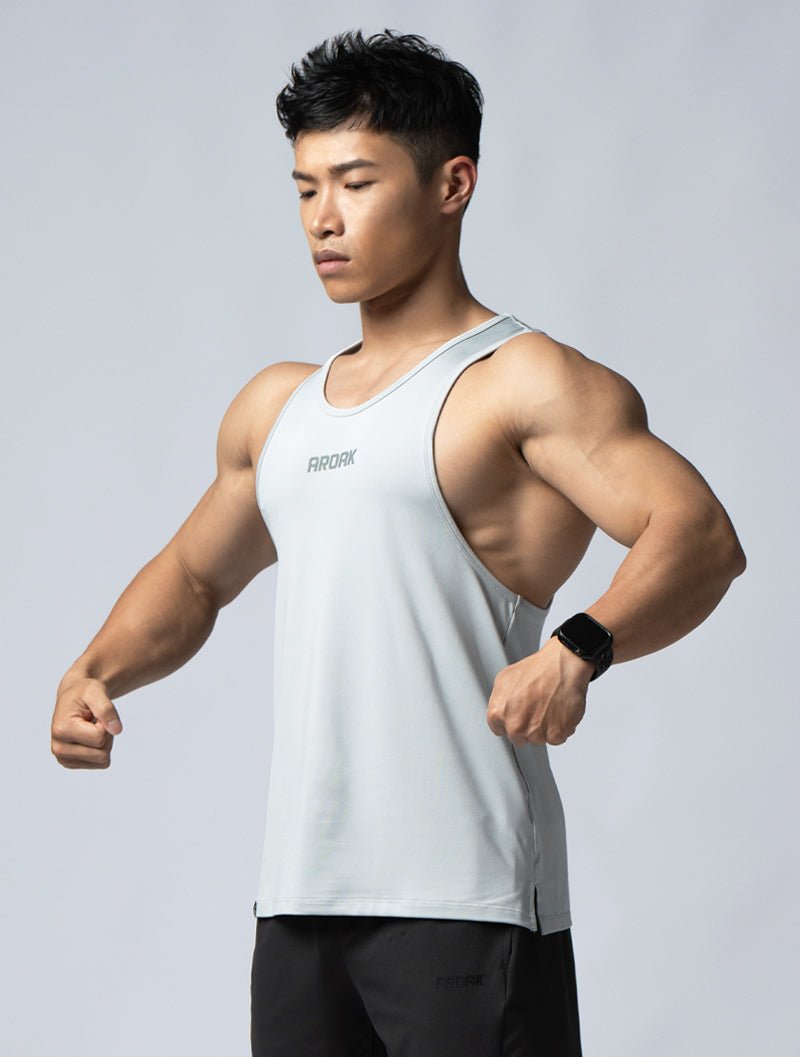 ArcTech™ 機能挖背訓練背心 (淺灰) - AROAK 機能健身服飾 | 專為健人打造
