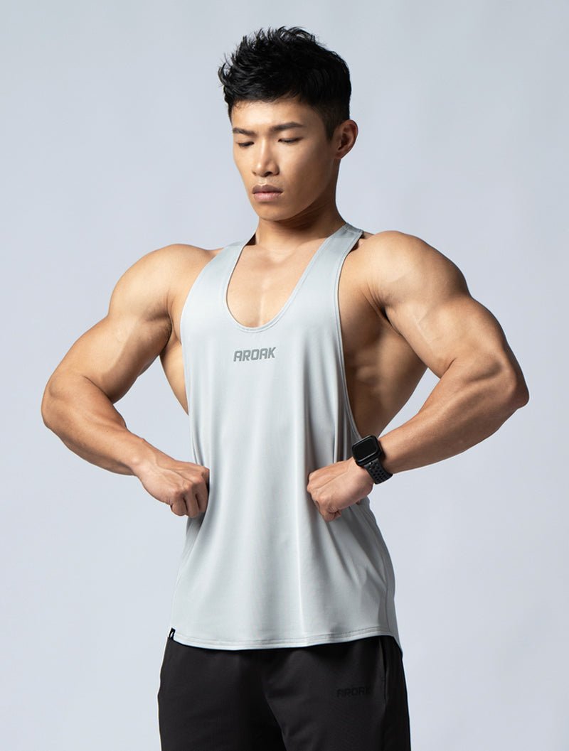 ArcTech™ 機能細肩挖背訓練背心 (淺灰) - AROAK 機能健身服飾 | 專為健人打造