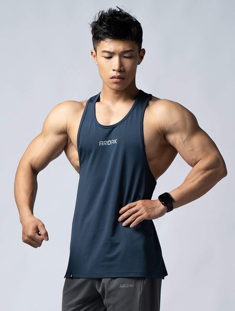 ArcTech™ 機能挖背訓練背心 (深藍) - AROAK 機能健身服飾 | 專為健人打造