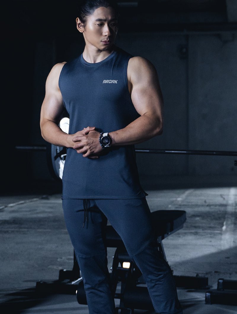 ArcTech™ 機能寬肩訓練背心 (藍綠) - AROAK 機能健身服飾 | 專為健人打造