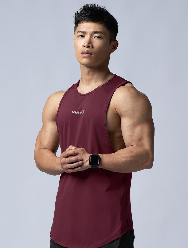 ArcTech™ 機能圓弧健身背心 (酒紅) - AROAK 機能健身服飾 | 專為健人打造