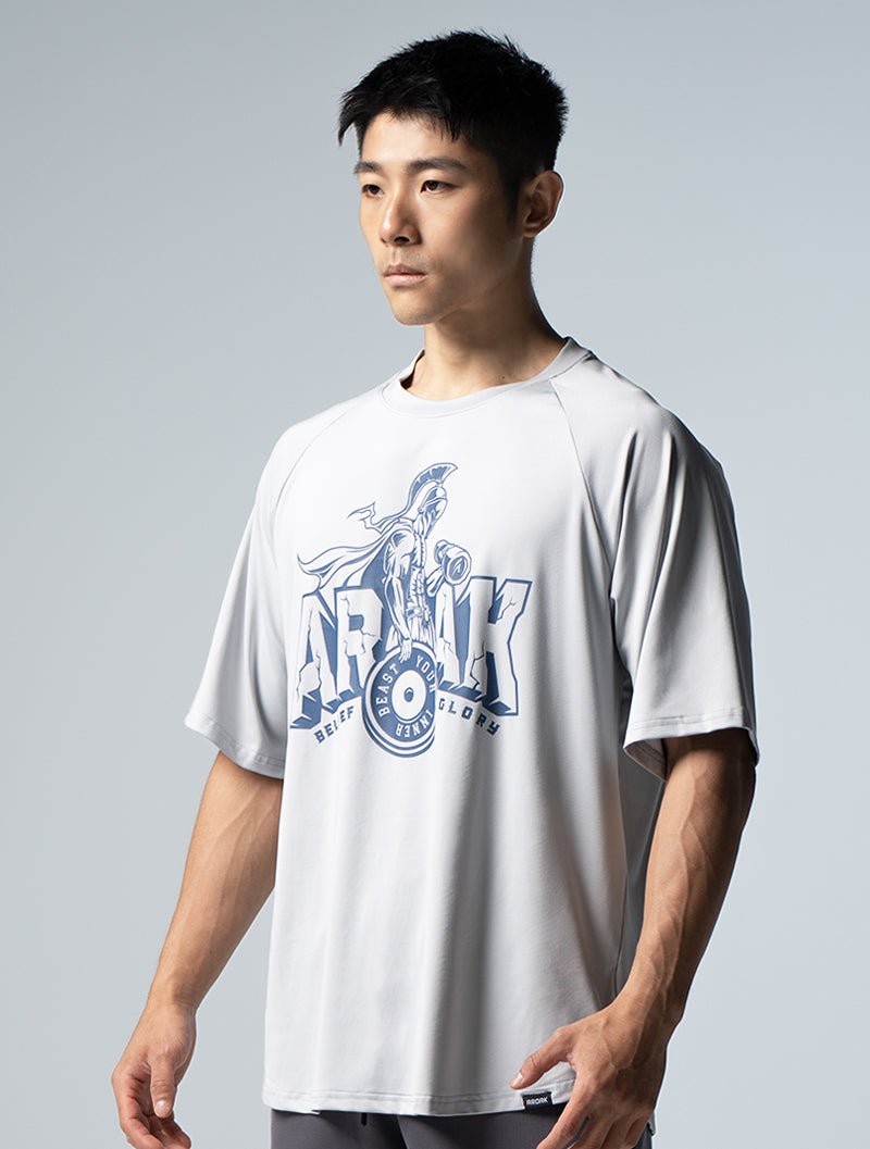 ArcTech™ 堅毅戰士寬版拉克蘭袖上衣 (淺灰) - AROAK 機能健身服飾 | 專為健人打造