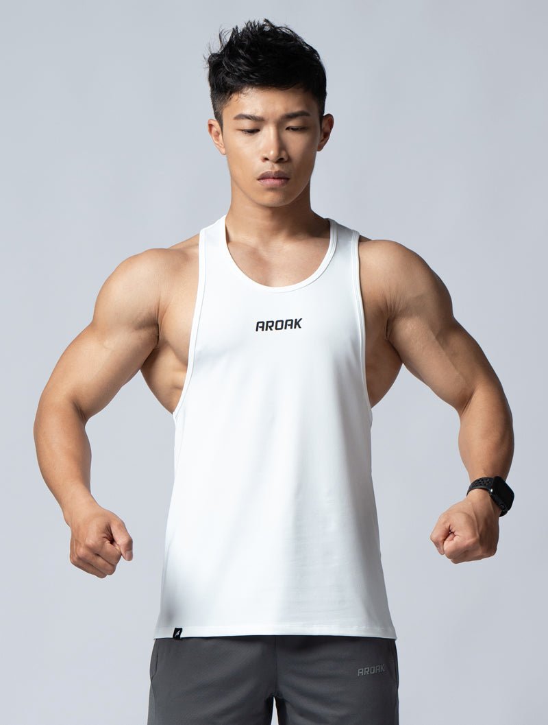 ArcTech™ 機能挖背訓練背心 (白) - AROAK 機能健身服飾 | 專為健人打造