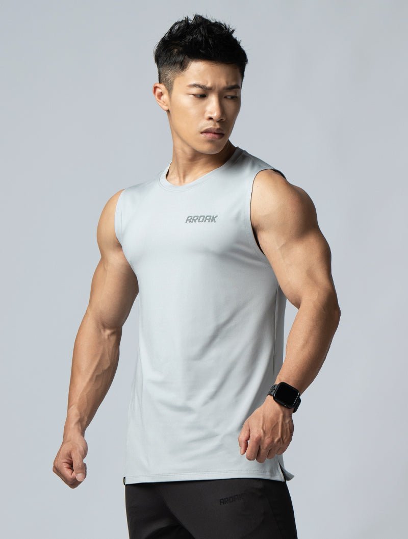 ArcTech™ 機能寬肩訓練背心 (淺灰) - AROAK 機能健身服飾 | 專為健人打造