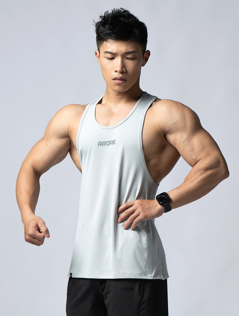 ArcTech™ 機能挖背訓練背心 (淺灰) - AROAK 機能健身服飾 | 專為健人打造