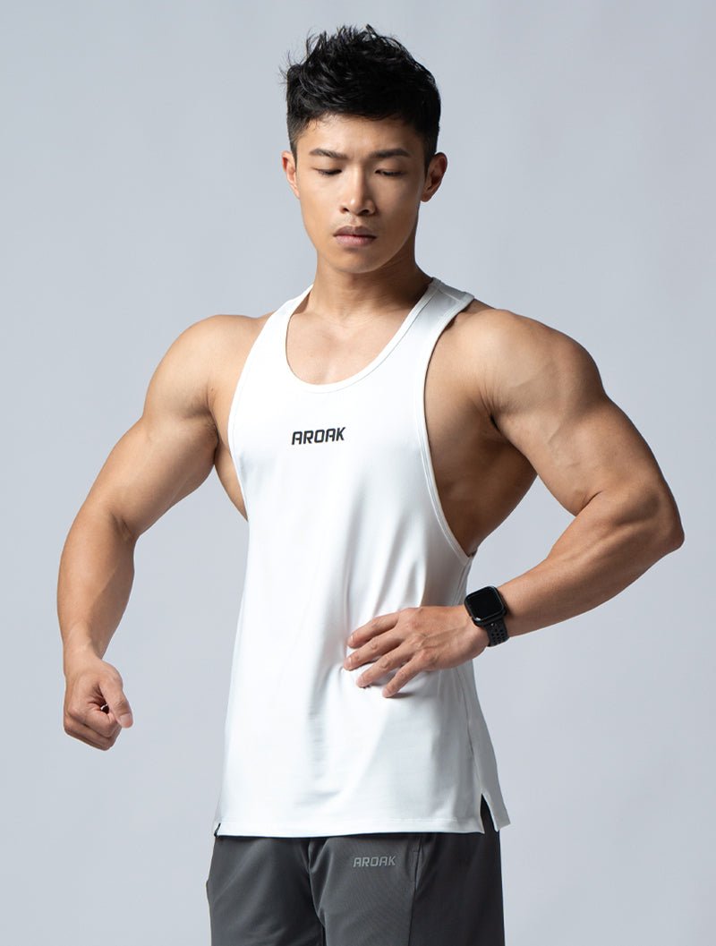 ArcTech™ 機能挖背訓練背心 (白) - AROAK 機能健身服飾 | 專為健人打造