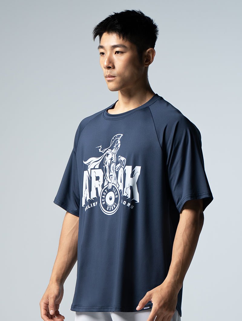 ArcTech™ 堅毅戰士寬版拉克蘭袖上衣 (深藍) - AROAK 機能健身服飾 | 專為健人打造