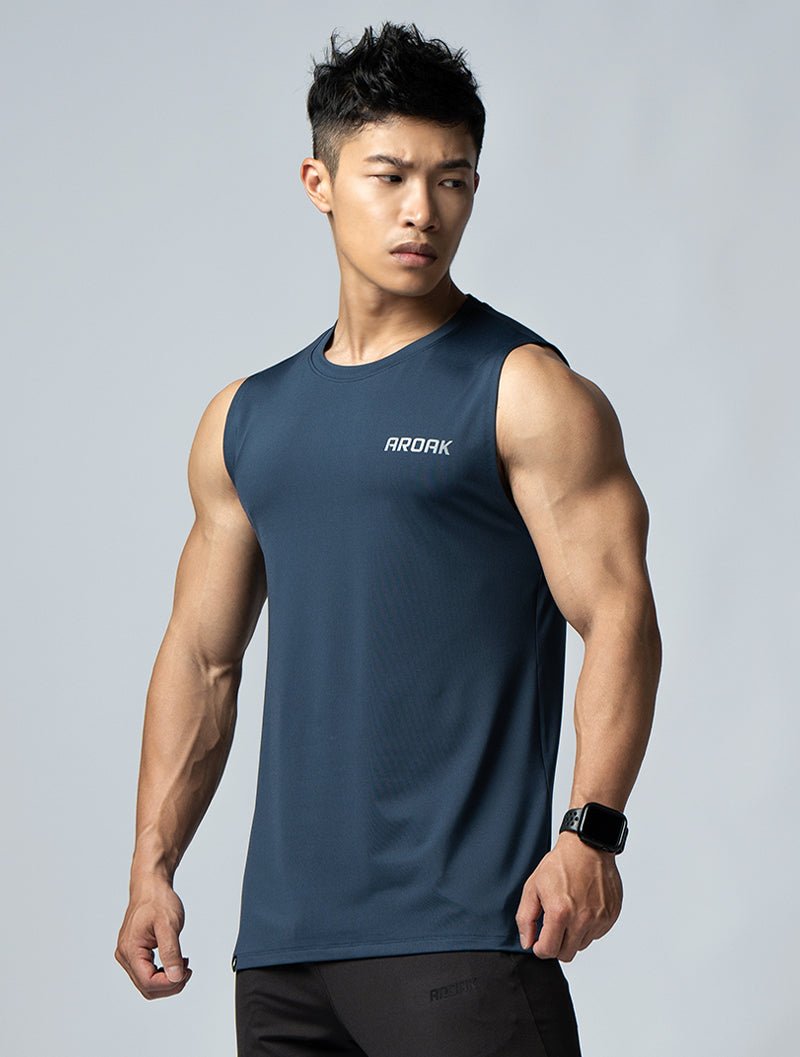 ArcTech™ 機能寬肩訓練背心 (深藍) - AROAK 機能健身服飾 | 專為健人打造