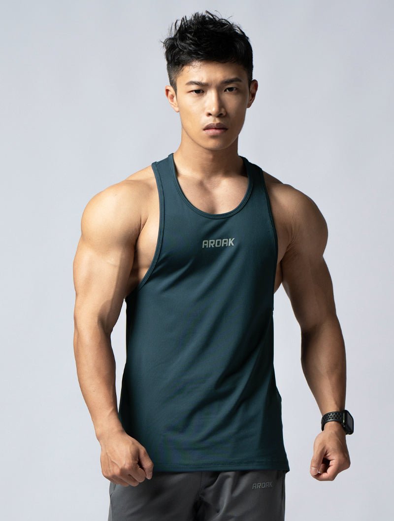 ArcTech™ 機能挖背訓練背心 (藍綠) - AROAK 機能健身服飾 | 專為健人打造