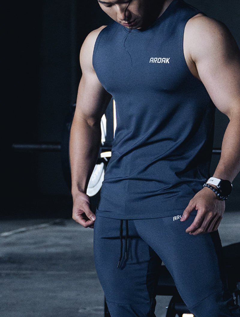 ArcTech™ 機能寬肩訓練背心 (藍綠) - AROAK 機能健身服飾 | 專為健人打造