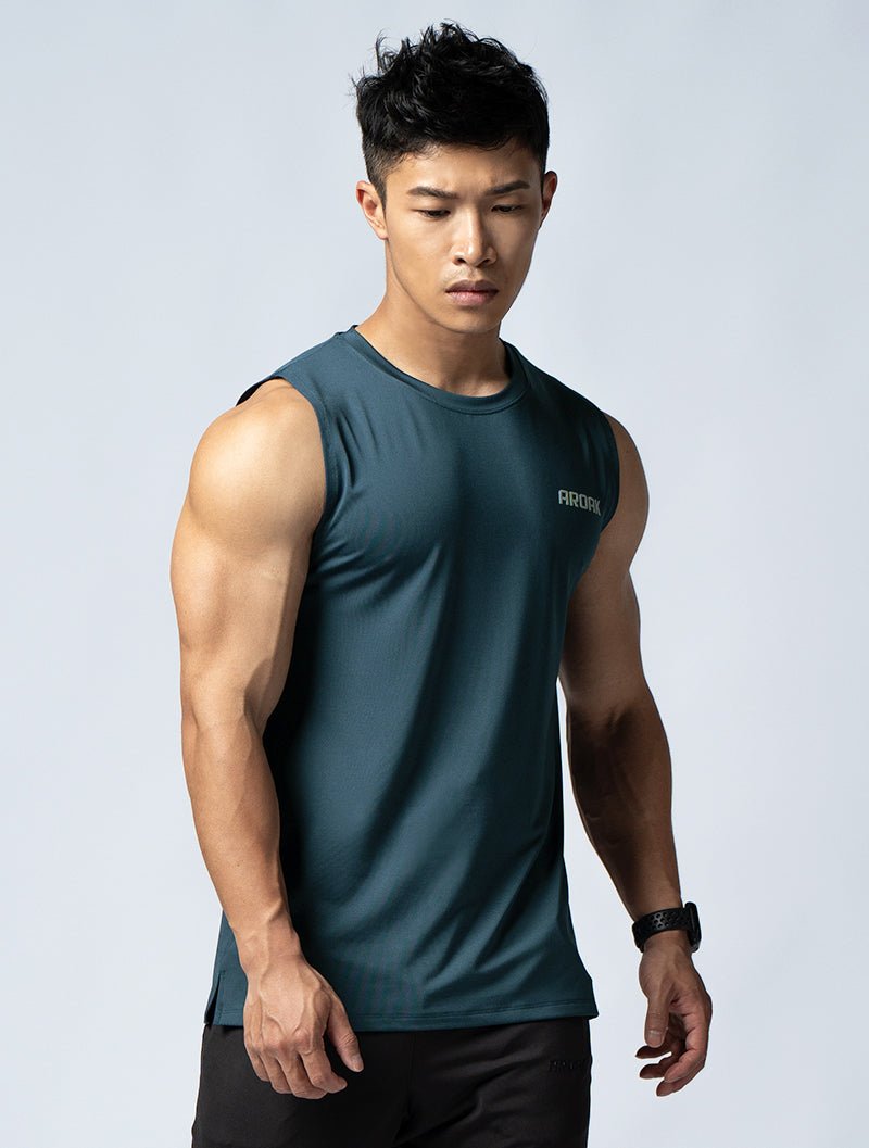 ArcTech™ 機能寬肩訓練背心 (藍綠) - AROAK 機能健身服飾 | 專為健人打造