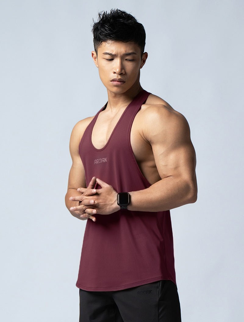 ArcTech™ 機能細肩挖背訓練背心 (酒紅) - AROAK 機能健身服飾 | 專為健人打造