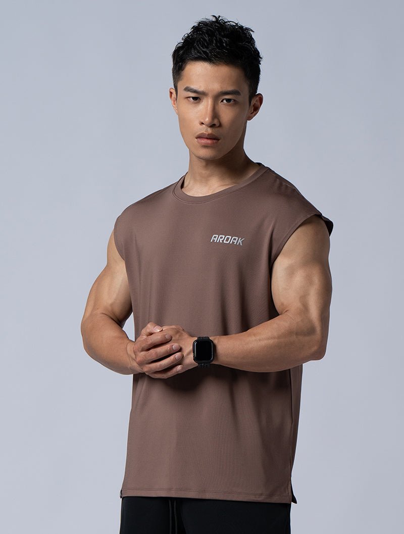 ArcTech™ 機能落肩訓練背心 (咖啡) - AROAK 機能健身服飾 | 專為健人打造