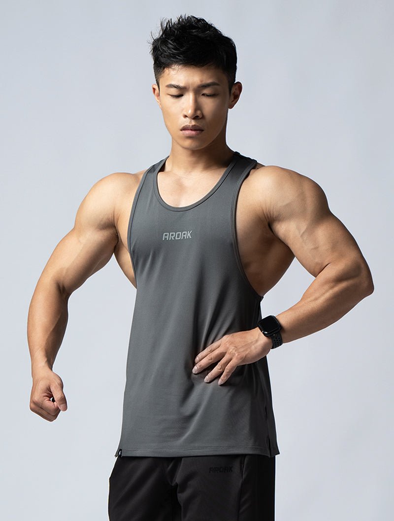 ArcTech™ 機能挖背訓練背心 (鐵灰) - AROAK 機能健身服飾 | 專為健人打造